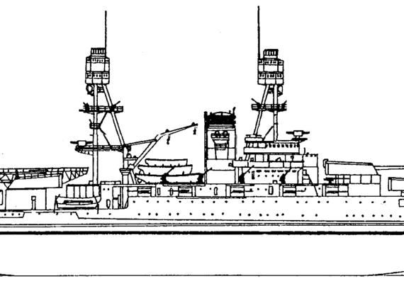 Боевой корабль USS BB-37 Oklahoma 1936 [Battleship] - чертежи, габариты, рисунки